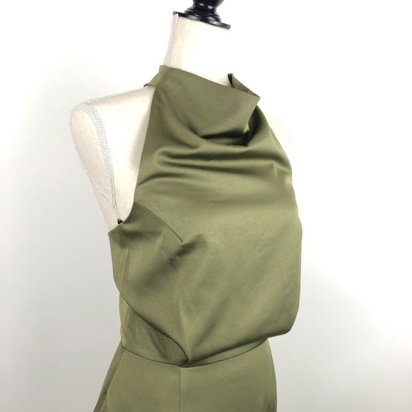 Elliatt Olive Green Draped Halter Dress - Picture 4 of 8
